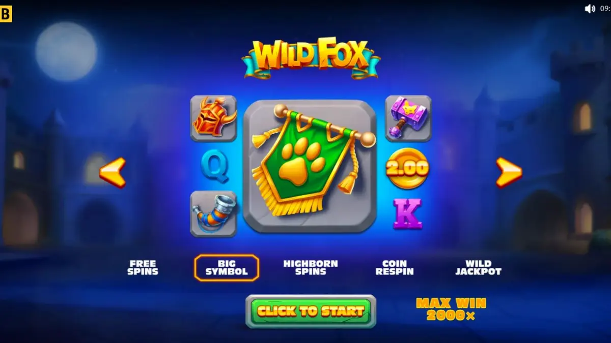 Tampilan visual slot Wild Fox dengan karakter rubah ksatria yang ceria